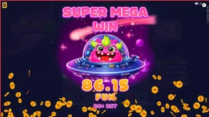 Tampilan visual slot Alien Fruits 3 dengan tema luar angkasa dan neon